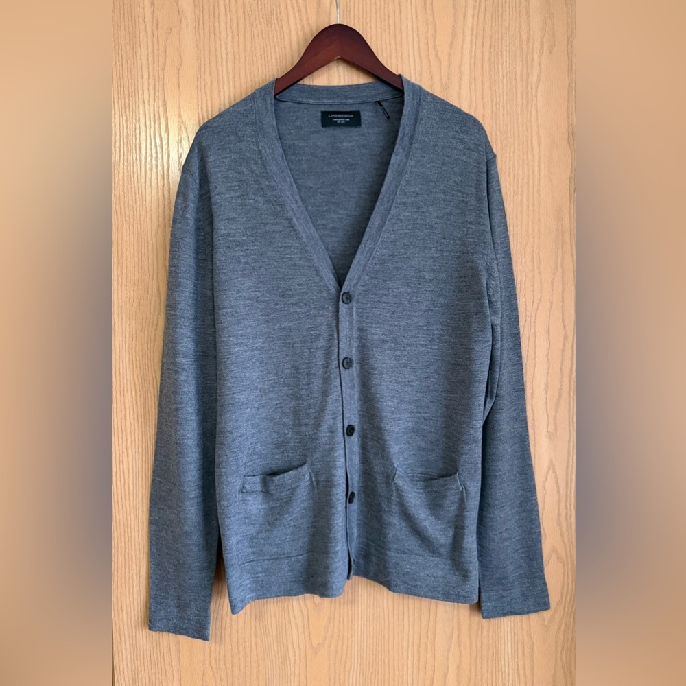 LINDBERGH Denmark | Mens XL | Wool Sweater Gray Crew Neck Preppy Minimalist